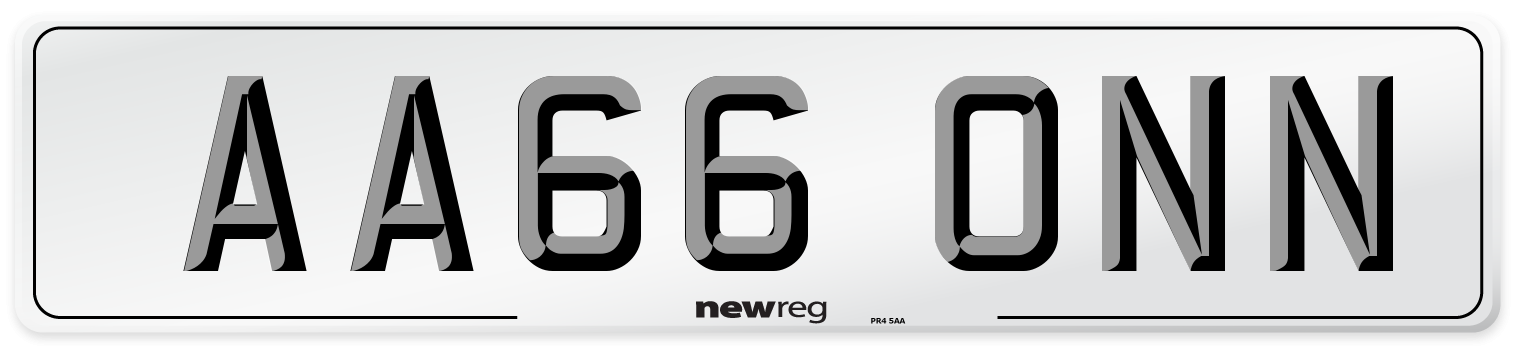 AA66 ONN Number Plate from New Reg